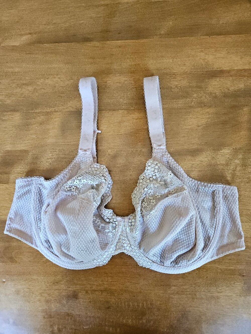 Elomi Charley Stretch Lace Plunge Underwire Bra 40F UK/40G US Fawn beige nude